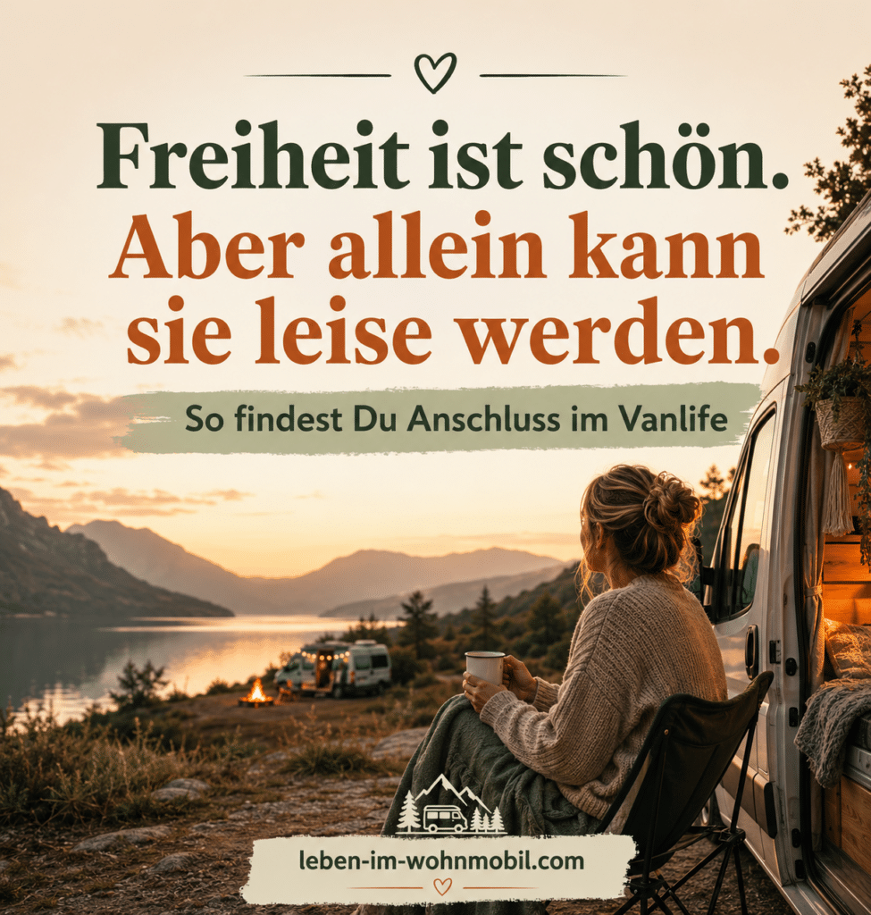 Vanlife-Gemeinschaft 2026: Eine Person sitzt nachdenklich vor dem Camper am See und sucht Anschluss im Vanlife.